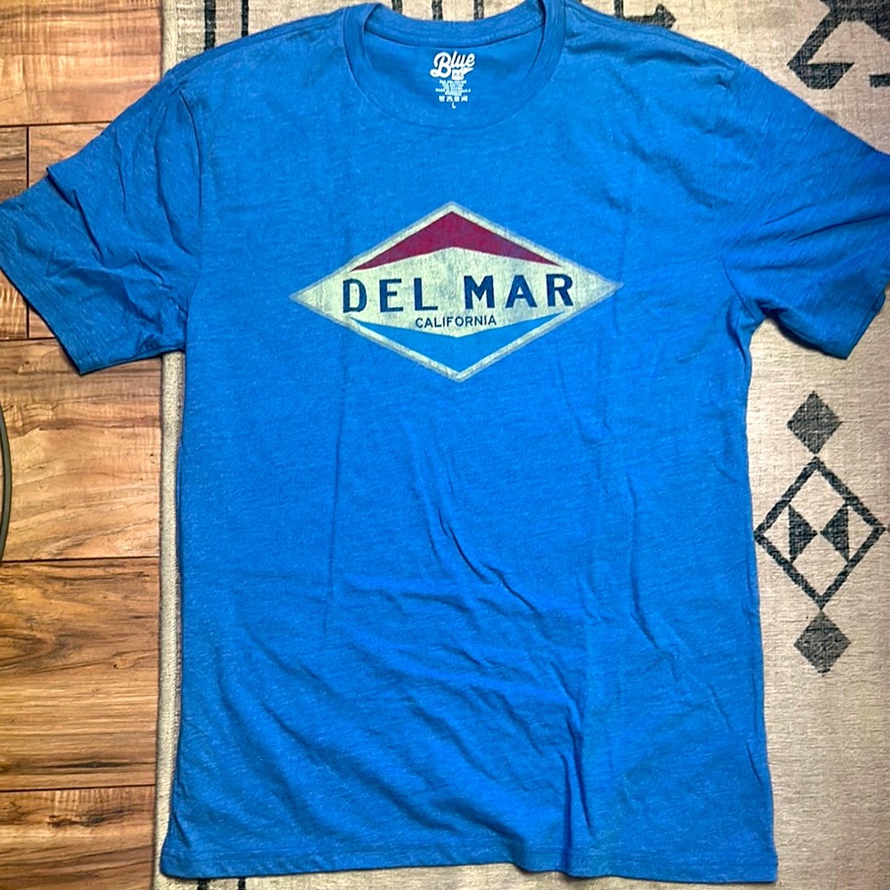NWOT Blue 84 Blue Short Sleeve Tee with Del Mar California logo on front. Size L